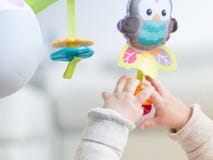 Happy newborn baby playing royalty free stock photo Happy newborn baby playing royalty free stock photo