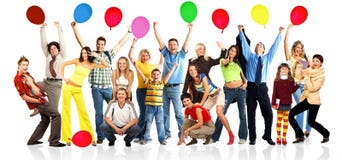 Happy People With Balloons Royalty Free Stock Photos Happy People With Balloons Royalty Free Stock Photos