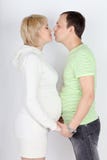 Happy Pregnant Wife And Husband Look At Each Other Stock Photos