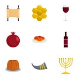 Happy rosh hashanah icon set, flat style vector illustration Happy rosh hashanah icon set, flat style vector illustration