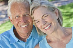Happy Senior Couple Smiling Outside in Sunshine Stock Images Happy Senior Couple Smiling Outside in Sunshine Stock Images