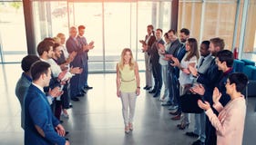Happy smiling business partners applauding royalty free stock photos Happy smiling business partners applauding royalty free stock photos