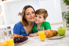 Happy smiling family in the morning royalty free stock photos Happy smiling family in the morning royalty free stock photos