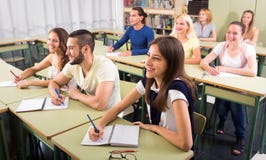 Happy Students Inside A Classroom Royalty Free Stock Image - Image