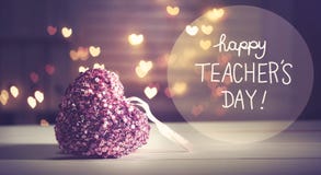 Happy Teacher`s day message with a pink heart