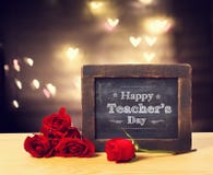 Happy Teachers day message with roses