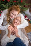 Happy teen girl with her grandmother royalty free stock photography Happy teen girl with her grandmother royalty free stock photography