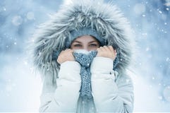 Happy teenage girl in the snow stock image Happy teenage girl in the snow stock image