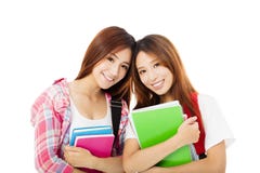 happy teenage students girls isolated on white royalty free stock photography happy teenage students girls isolated on white royalty free stock photography