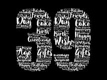 Happy 39th birthday word cloud, holiday concept background
