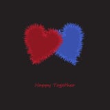 Happy Together. Two Doodle Hearts stock illustration Happy Together. Two Doodle Hearts stock illustration