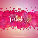 Happy Valentines Day Design with Red Heart on Shiny Pink Background. Vector Wedding and Love Theme Illustration for royalty free illustration Happy Valentines Day Design with Red Heart on Shiny Pink Background. Vector Wedding and Love Theme Illustration for royalty free illustration