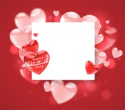 Happy Valentines Day. Pink flying glossy balloons on a resd background. Place for your greeting text. Vector illustration royalty free illustration Happy Valentines Day. Pink flying glossy balloons on a resd background. Place for your greeting text. Vector illustration royalty free illustration