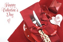Happy Valentines Day Red Theme Dining Table Place Setting Stock Photos Happy Valentines Day Red Theme Dining Table Place Setting Stock Photos