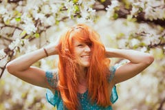 Happy Woman with Gorgeous Red Hair royalty free stock image Happy Woman with Gorgeous Red Hair royalty free stock image
