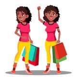 Happy Woman With Shopping Bags After Shopping Vector. Isolated Illustration vector illustration Happy Woman With Shopping Bags After Shopping Vector. Isolated Illustration vector illustration