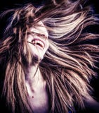 Happy woman with wind blown hair stock photos Happy woman with wind blown hair stock photos