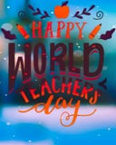 happy world teachers day text written on english language with abstract background