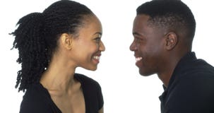 Happy Young Black Couple Looking At Each Other Smiling Royalty Free Stock Images Happy Young Black Couple Looking At Each Other Smiling Royalty Free Stock Images