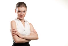 Happy Young Business Woman With Folded Hand Royalty Free Stock Photography Happy Young Business Woman With Folded Hand Royalty Free Stock Photography
