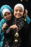 Happy Young Muslim Girls with Ramadan Lantern stock photos Happy Young Muslim Girls with Ramadan Lantern stock photos