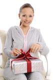 Happy young woman with gift boxes royalty free stock images Happy young woman with gift boxes royalty free stock images