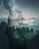 In the woods double exposure royalty free stock photo In the woods double exposure royalty free stock photo