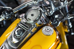 Harley Davidson motorcycle dashboard and speedometer detail