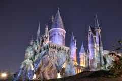 Harry Potter Castle in Universal Orlando at night, FL, USA