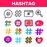 Hashtag, набор значков цвета вектора знака числа иллюстрация вектора Hashtag, набор значков цвета вектора знака числа иллюстрация вектора