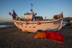 A Hastings fishing boat at dawn royalty free stock photos A Hastings fishing boat at dawn royalty free stock photos