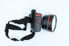 Haupttaschenlampe lokalisiert auf weißem Hintergrund lizenzfreie stockfotografie Haupttaschenlampe lokalisiert auf weißem Hintergrund lizenzfreie stockfotografie