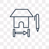 Haus-Planvektorikone lokalisiert auf transparentem Hintergrund, linea lizenzfreie abbildung Haus-Planvektorikone lokalisiert auf transparentem Hintergrund, linea lizenzfreie abbildung
