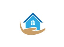 Haus und Hand für Familienpflegekraft Haus für Logo stock abbildung Haus und Hand für Familienpflegekraft Haus für Logo stock abbildung