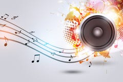 Haut-parleur sain avec des notes de musique illustration libre de droits Haut-parleur sain avec des notes de musique illustration libre de droits
