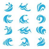 Havsvåguppsättning Havstormtidvatten vinkar den krabba linjen isolerad samling för designen för flodvatten för beståndsdelar vekt royaltyfri illustrationer Havsvåguppsättning Havstormtidvatten vinkar den krabba linjen isolerad samling för designen för flodvatten för beståndsdelar vekt royaltyfri illustrationer
