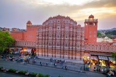 Hawa Mahal on evening, Jaipur, Rajasthan, India. royalty free stock photography Hawa Mahal on evening, Jaipur, Rajasthan, India. royalty free stock photography