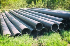 HDPE pipe for water supply at construction site construction of a water supply system plastic pipes for water supply of the city royalty free stock image HDPE pipe for water supply at construction site construction of a water supply system plastic pipes for water supply of the city royalty free stock image