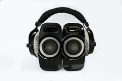 Headphones with speakers stock image Headphones with speakers stock image
