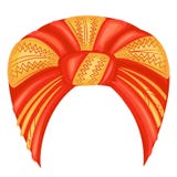 Headpiece f?mea para a mulher, turbante Um len?o vermelho feito malha brilhante Roupa bonita e ? moda nacional Ilustra??o do veto ilustração do vetor Headpiece f?mea para a mulher, turbante Um len?o vermelho feito malha brilhante Roupa bonita e ? moda nacional Ilustra??o do veto ilustração do vetor