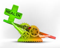 Health icon in green area on swing machine concept vector vector illustration Health icon in green area on swing machine concept vector vector illustration