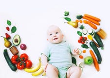 Healthy baby child nutrition, food background, top view. Royalty Free Stock Image Healthy baby child nutrition, food background, top view. Royalty Free Stock Image