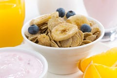 Healthy Breakfast - Cereals, Dairy Products, Fruit And Juice Royalty Free Stock Photography