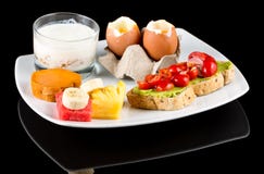 Healthy Breakfast Isolated On Black Background Royalty Free Stock Photos Healthy Breakfast Isolated On Black Background Royalty Free Stock Photos