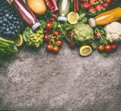 Healthy dieting and antioxidant beverages background with various colorful organic vegetables, fruits and berries smoothies royalty free stock images Healthy dieting and antioxidant beverages background with various colorful organic vegetables, fruits and berries smoothies royalty free stock images