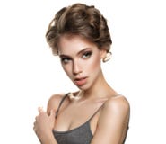 Beautiful Female Face. Brunette Woman Portrait royalty free stock photography Beautiful Female Face. Brunette Woman Portrait royalty free stock photography