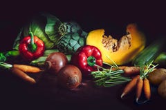 Healthy food concept with fresh vegetables on dark background. Rustic style royalty free stock photo Healthy food concept with fresh vegetables on dark background. Rustic style royalty free stock photo