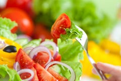 Healthy Food Fresh Vegetable Salad And Fork Royalty Free Stock Photos Healthy Food Fresh Vegetable Salad And Fork Royalty Free Stock Photos