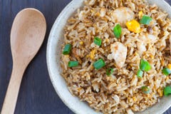Healthy Food Fried Rice Chicken With Egg Stock Photo