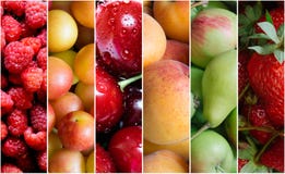 Healthy fruit food collage